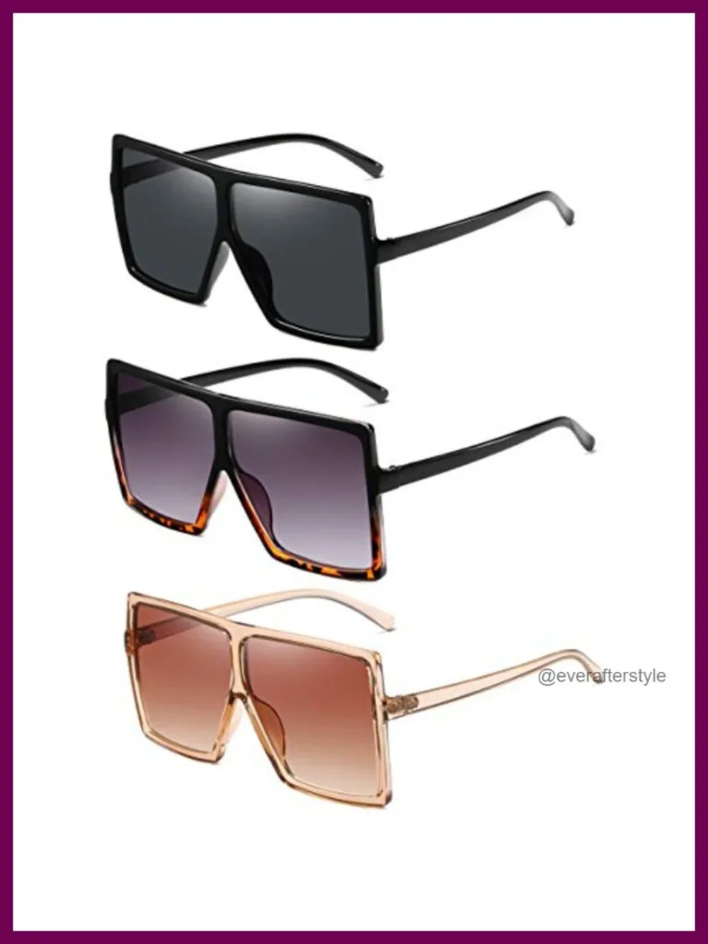 Retro Square Sunglasses for Women Men Large Frame UV400